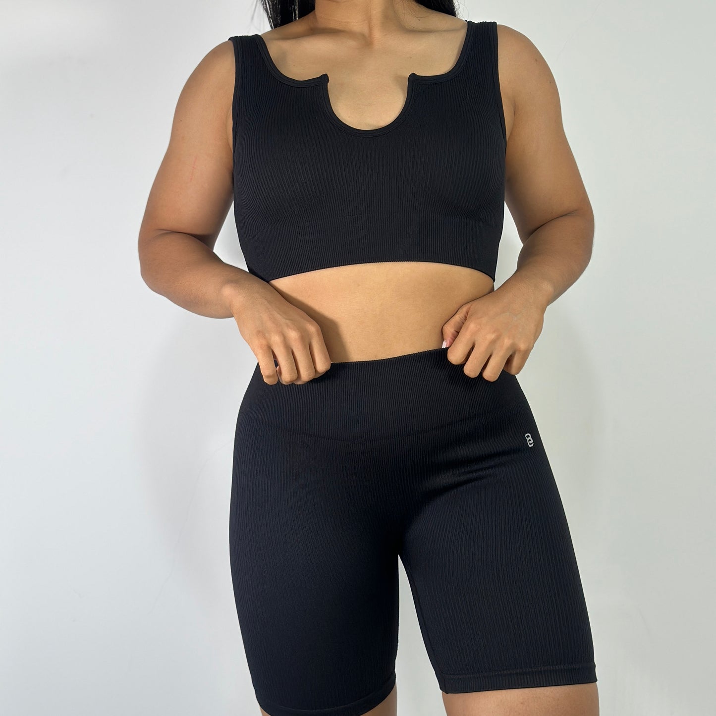 Conjuntos Top + Biker tela acanalada